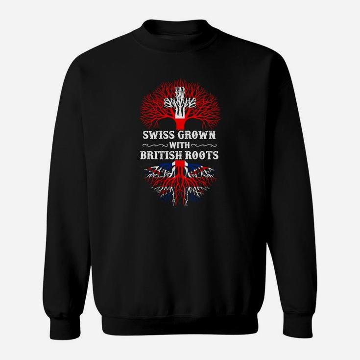 Schweizer Wurzeln Britisches Design Sweatshirt, Swiss Grown British Roots