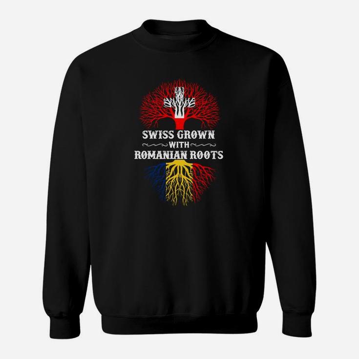 Schweizer Wurzeln Rumänisches Herz Grafik-Sweatshirt, Unikat Design Tee