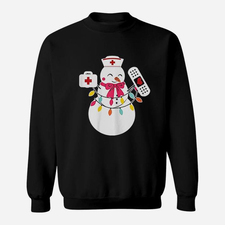 Snowman Nurse Christmas With Nurses Hat Funny Outfit Sweat Shirt