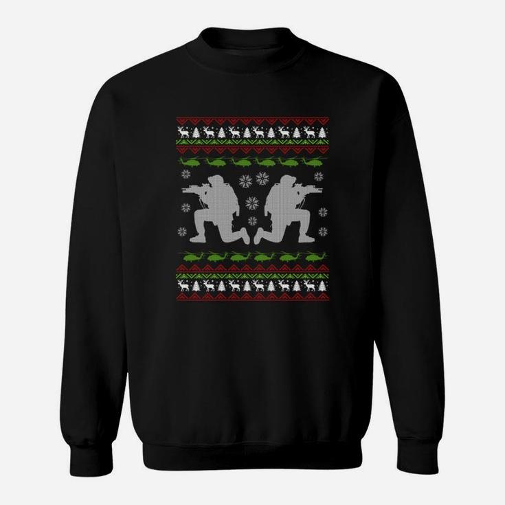 Soldier Military Ugly Christmas Sweater Gift Zip Hoodie Sweat Shirt