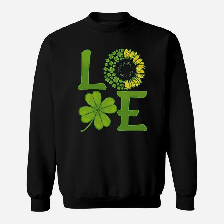 St Patricks Day Love Sunflower Lucky Leaf Sweat Shirt
