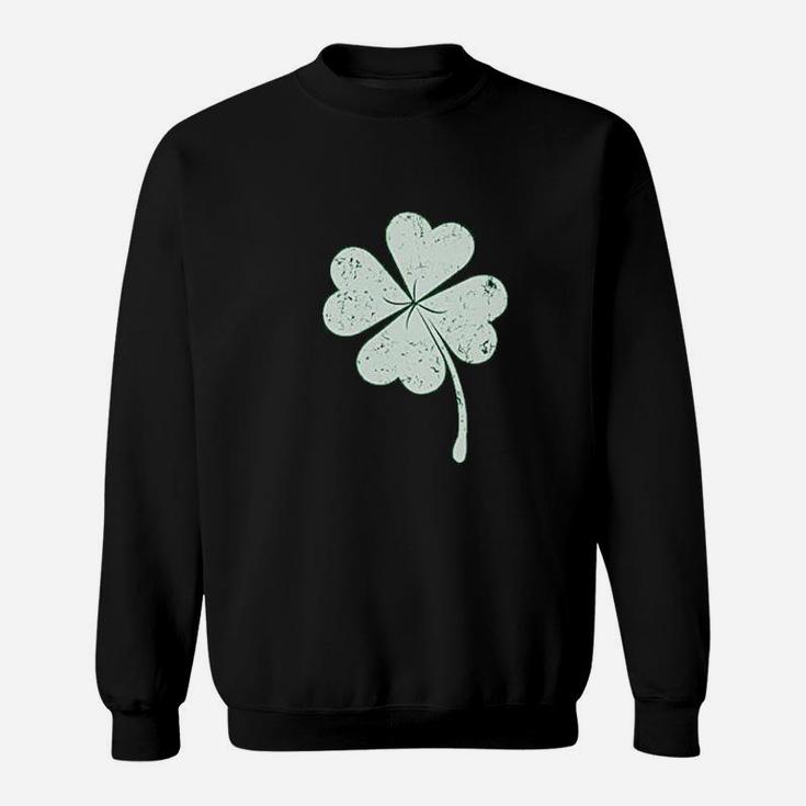 St Patricks Distressed Clover Lucky Charm Shamrock Sweat Shirt