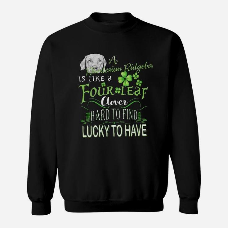St Patricks Shamrock A Rhodesian Ridgeback Is Like A Four Leaf Clever Hard To Find Lucky To Have Dog Lovers Gift Sweat Shirt