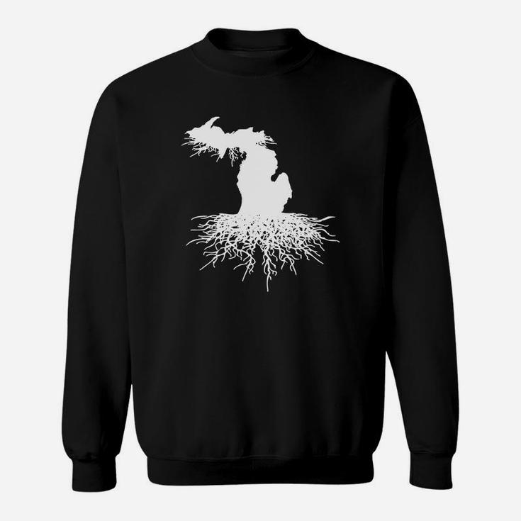 State Of Michigan Rooted Vector Roots Silhouette Sweat Shirt