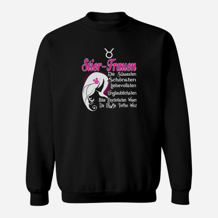 Stier Frauen Schwarzes Sweatshirt, Komplimente Design für Damen