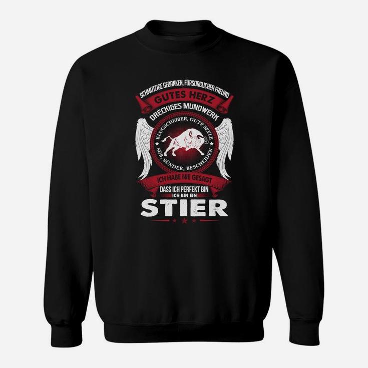 Stier Sternzeichen Sweatshirt für Herren, Astrologie Motiv - Schwarz