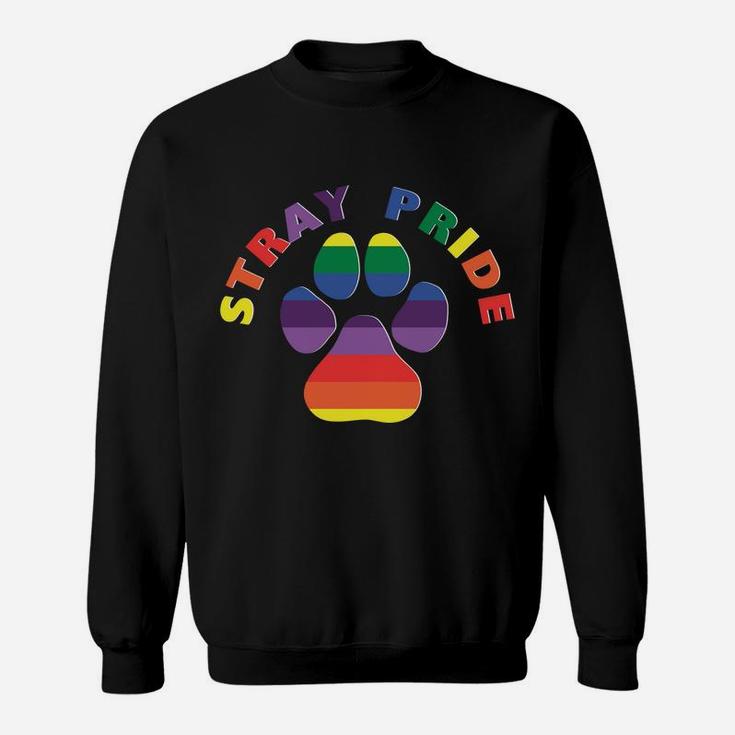 Stray Pride Rainbow Paw Print Dog Adoption Sweat Shirt