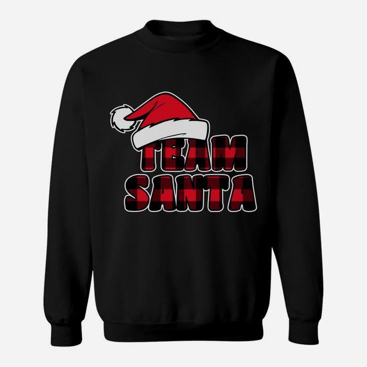 Team Santa Christmas Buffalo Red Plaid Xmas Santa Hat Sweatshirt