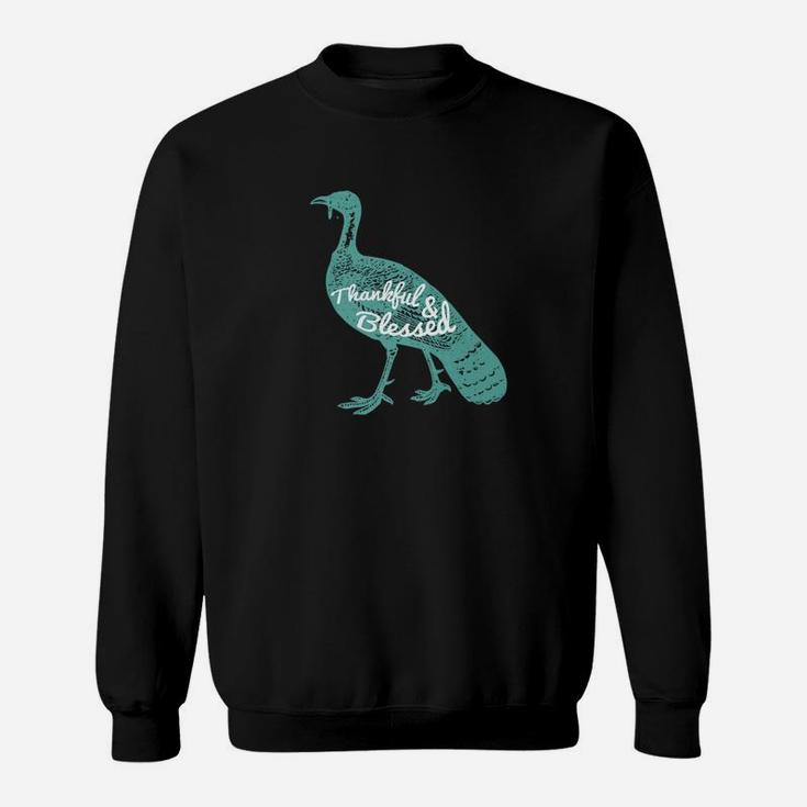 Thankful And Blessed Vintage Turkey Thanksgiving Sweat Shirt