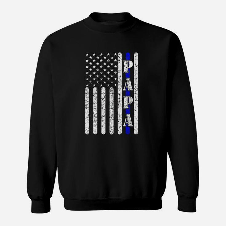 Thin Blue Line Papa Vintage Police American Flag Grandpa Sweat Shirt