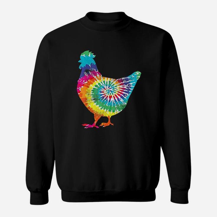 Tie Dye Chicken Gift For Hippy Farmer Hobby Farm Sweat Shirt