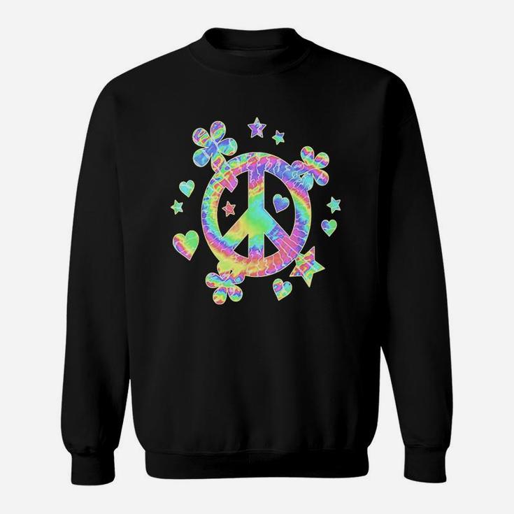 Tie Dye Peace Sign Cute Love Colorful Tye Dye Hippie Flowers Sweatshirt