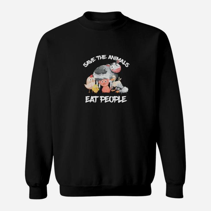 Tiere Essen Essen Menschen Lustiges Sweatshirt