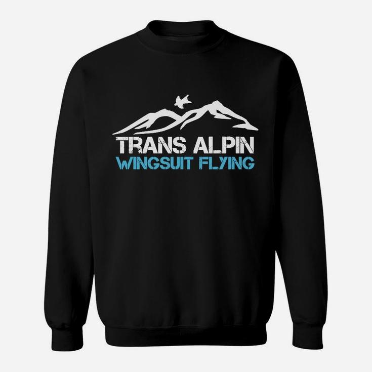 Trans Alpin Wingsuit Fliegen Begeistertes Schwarzes Sweatshirt, für Extremsportler