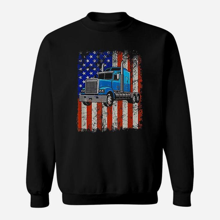 Truck Driver American Flag Proud Trucker T-Shirt Sweat Shirt