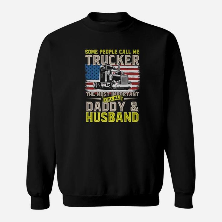 Truck Driver Gift Trucker Daddy Husband Us Flag Sweat Shirt