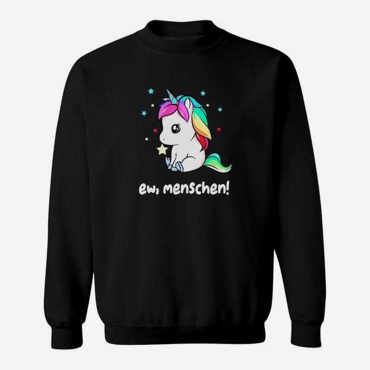 Unisex Sweatshirt Einhorn & Ew, Menschen! Spruch, Schwarz