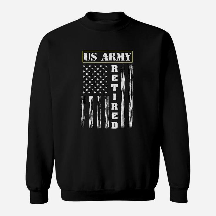 Us Army Retired Distressed American Flag Sweat Shirt