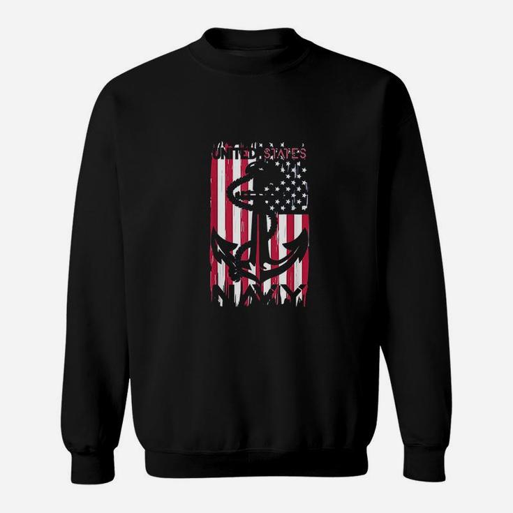 Us Navy Flag With Anchor For Navy Veterans And Soldiers Sweat Shirt