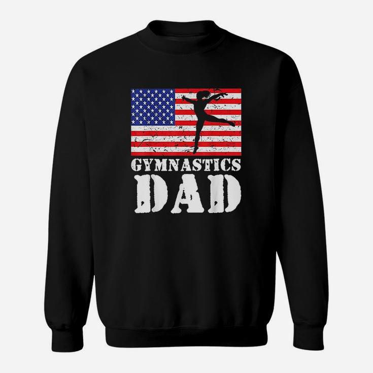 Usa American Distressed Flag Gymnastics Dad Sweat Shirt