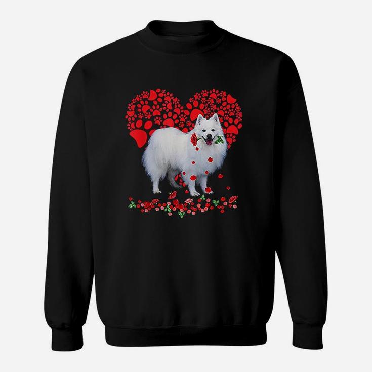 Valentines American Eskimo Heart Dog Dad Dog Mom Gifts Sweat Shirt