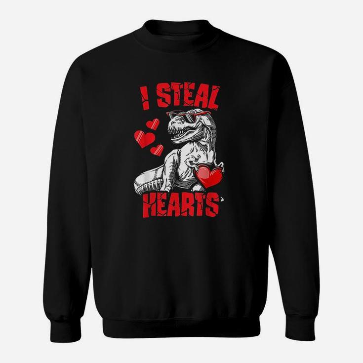 Valentines Day Dinosaur T Rex Lover I Steal Hearts Sweat Shirt