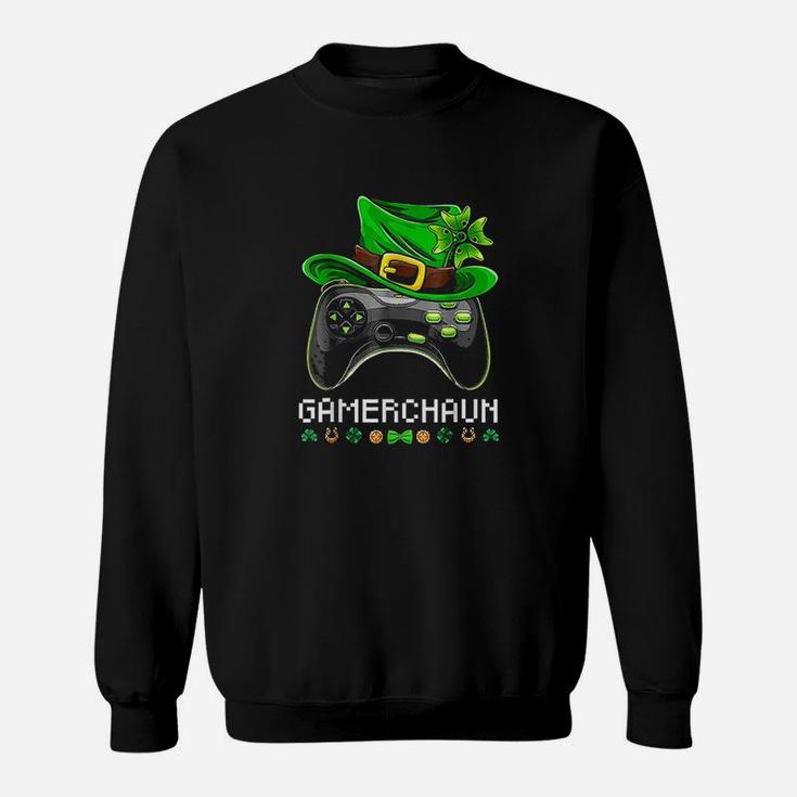 Video Game Leprechaun St Patricks Day Gamer Kids Boys Gaming Sweat Shirt