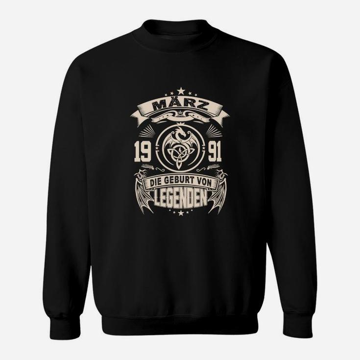 Vintage 1991 Geburtsjahr Legenden Sweatshirt, März Edition