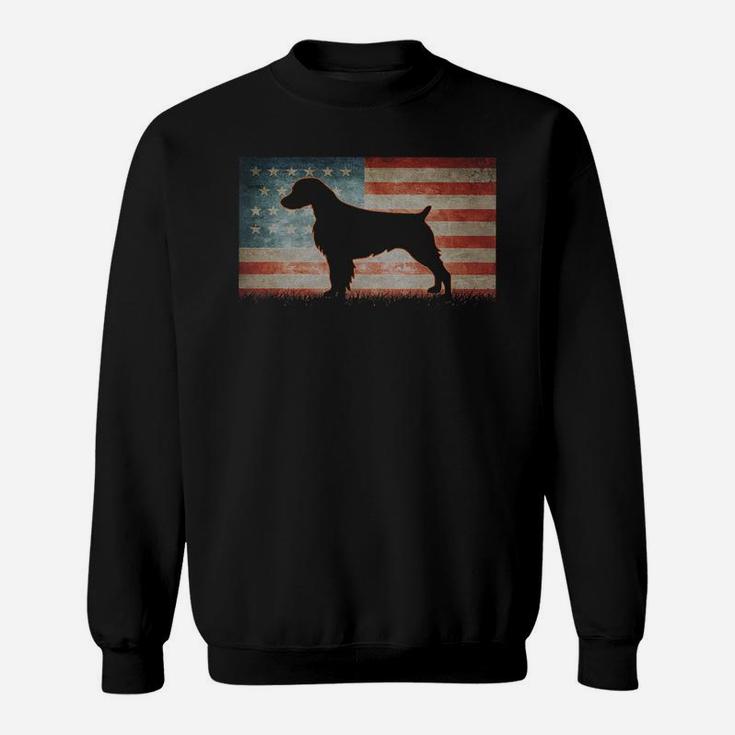 Vintage Best Brittany Spaniel Dog Dad Ever American Flag T-shirt Sweat Shirt