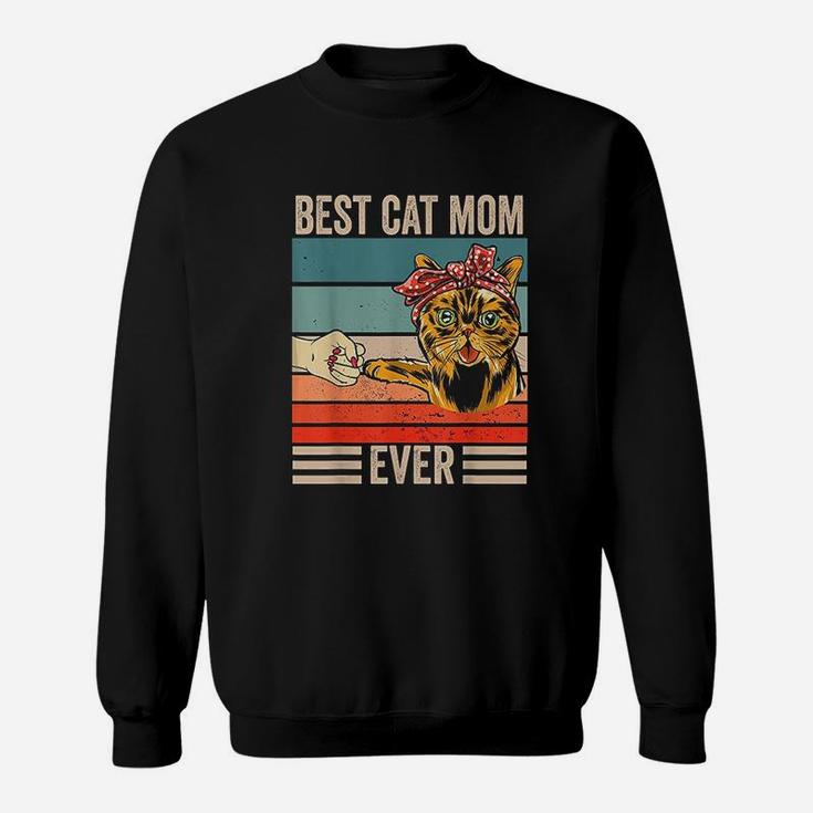 Vintage Best Cat Mom Ever Bump Fist Mothers Day Gifts Sweat Shirt