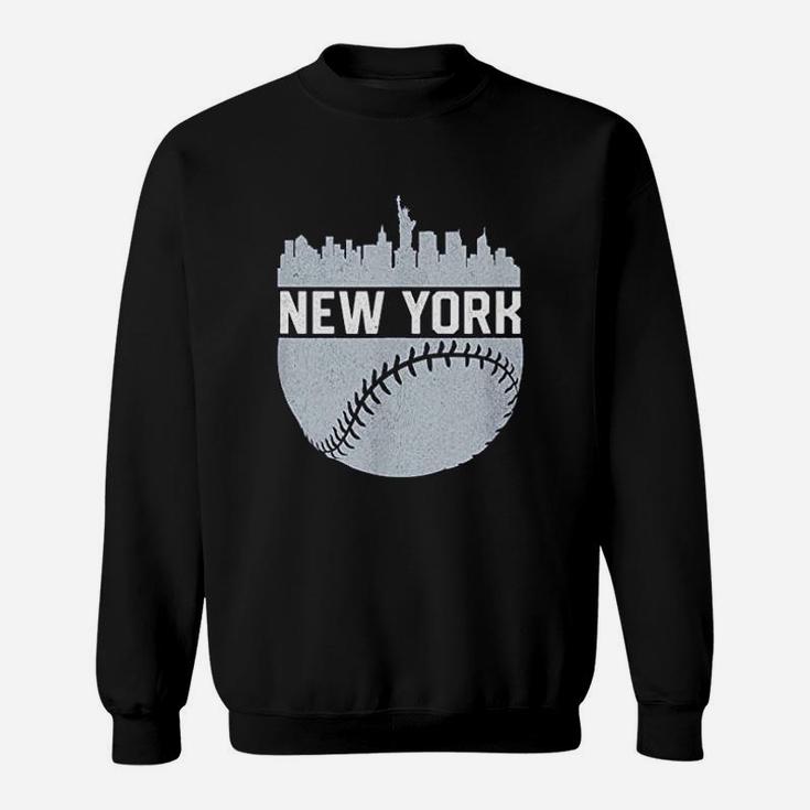 Vintage Downtown New York City Skyline Baseball Sweat Shirt