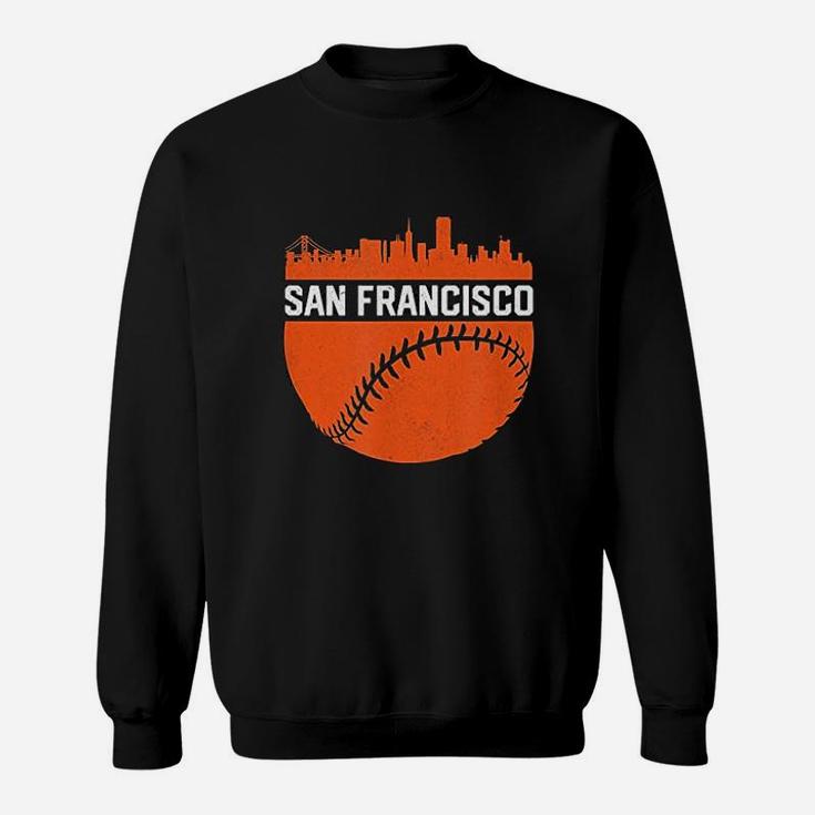 Vintage Downtown San Francisco Skyline Baseball Sweat Shirt