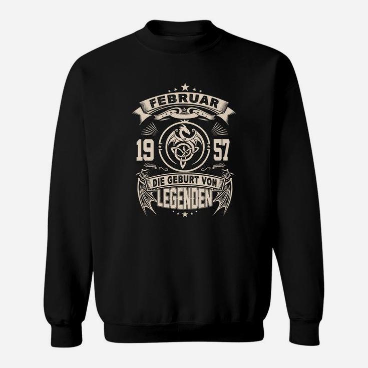 Vintage Februar 1957 Legenden Geburtstag Sweatshirt, Retro Design