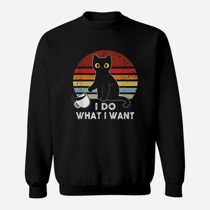 Vintage I Do What I Want Cat Lover Dad Mom Sweat Shirt
