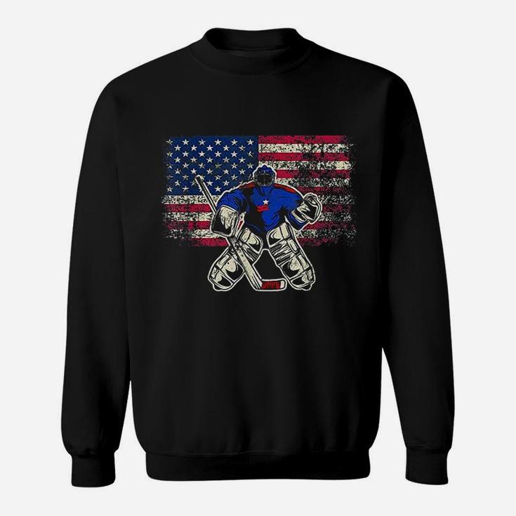 Vintage Ice Hockey Goalie Usa Flag Gift For Goalie Sweat Shirt