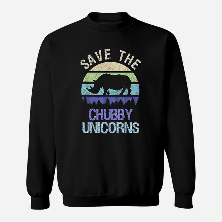 Vintage Sunset Save The Chubby Unicorns Fat Rhino Gift Sweat Shirt