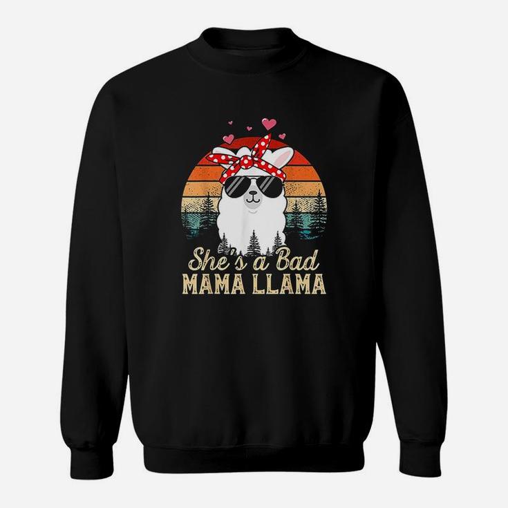 Vintage Sunset Shes A Bad Mama Llama Funny Mother Days Sweat Shirt
