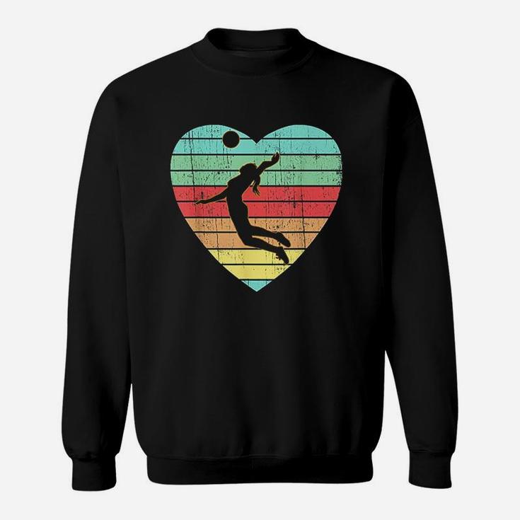 Vintage Valentines Day Heart Gifts Volleyball Player Girl Sweat Shirt