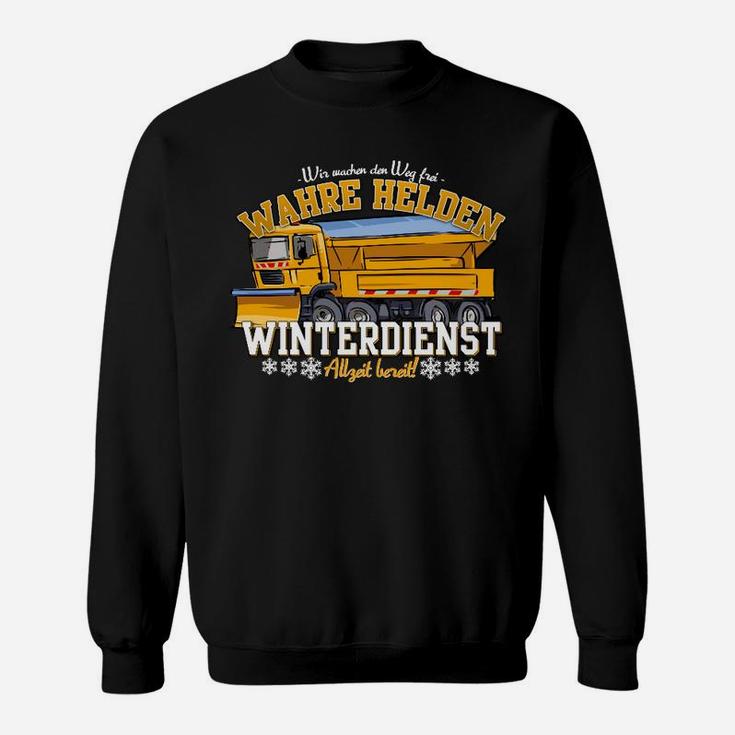 Wahre Helden Winterdienst Schwarzes Sweatshirt, Lustiges Motiv für Schneeräumer