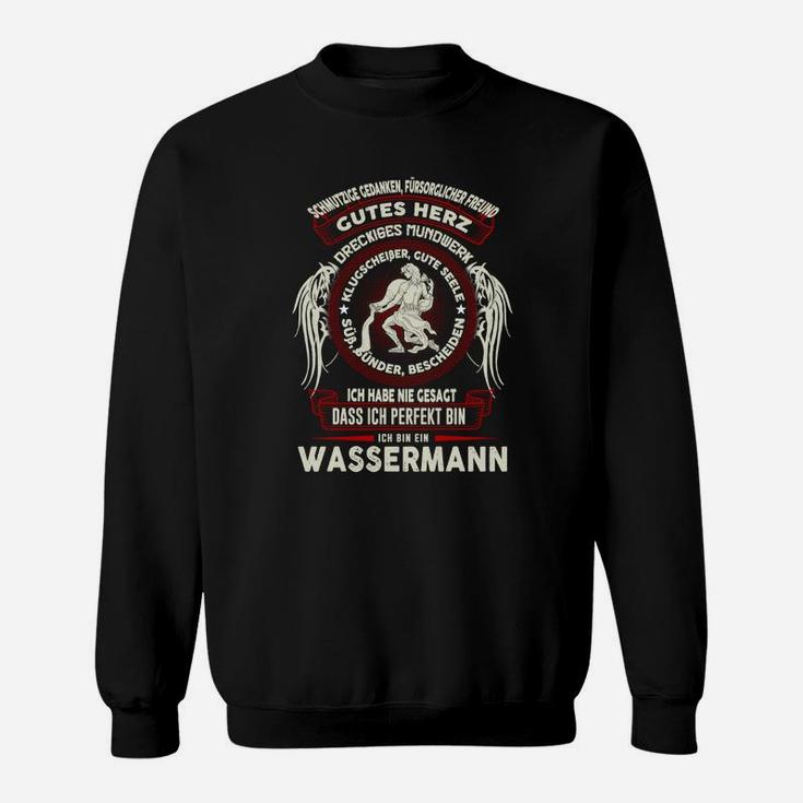 Wassermann Sternzeichen Sweatshirt Schwarz, Gutes Herz Kalter Geist Design