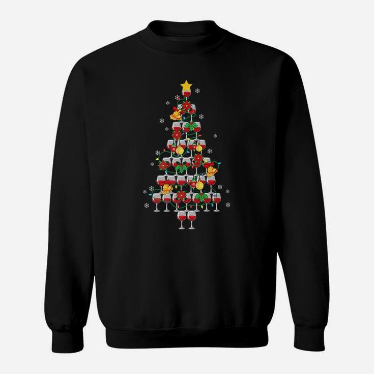 Wine Glass Christmas Tree Funny Holiday Gift Sweat Shirt