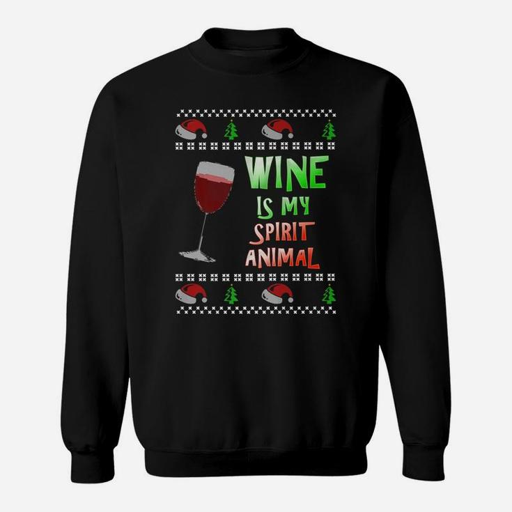 Wine Is My Spirit Animal Ugly Christmas Style Sweat Shirt