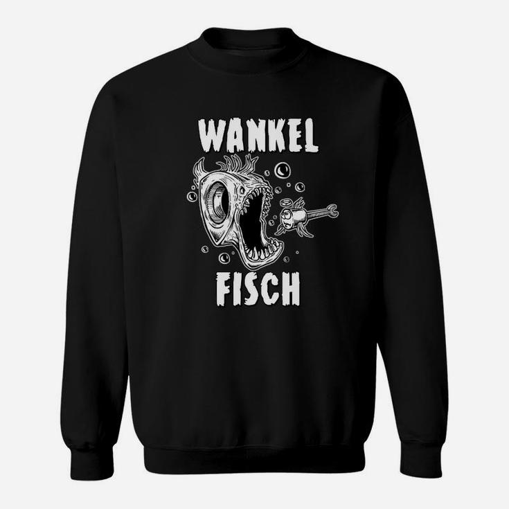 Witziges Wankelmotor Fisch Sweatshirt in Schwarz, Lustiges Auto Design Tee