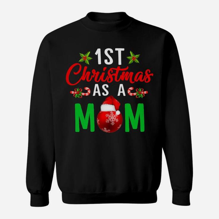 Womens 1st Christmas As A Mom Xmas Gift For New Mommy Tee Sweat Shirt