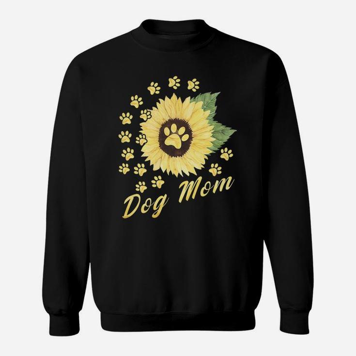 Womens Sunflower Dog Mom Paw Funny Gift For Dog Mom Sweat Shirt