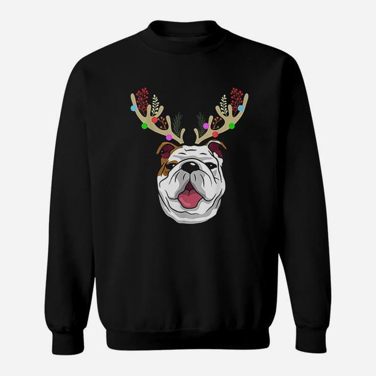Xmas Funny Bulldogs With Antlers Christmas Sweat Shirt