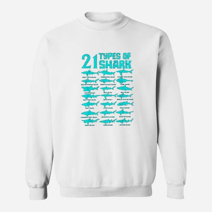 21 Types Of Shark Marine Biology Sweat Shirt