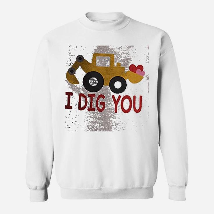 7 Ate 9 Apparel Kids I Dig You Construction Truck Day Red Raglan Sweat Shirt