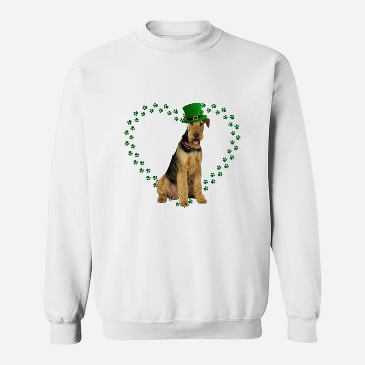 Airedale Terrier Heart Paw Leprechaun Hat Irish St Patricks Day Gift For Dog Lovers Sweat Shirt