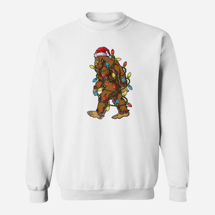 Bigfoot Christmas Shirt Santa Xmas Tree Lights Boys Gifts Sweat Shirt
